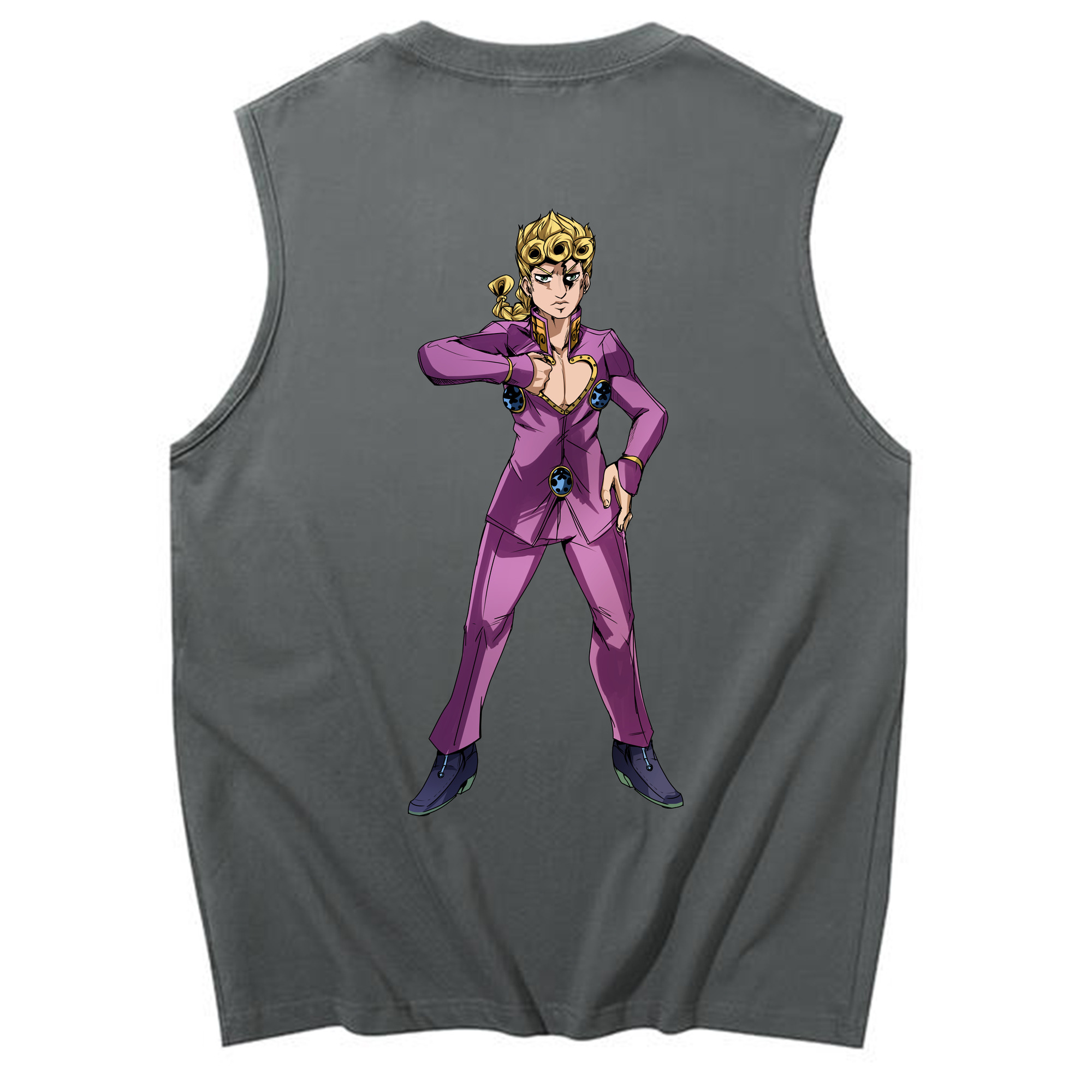 （画像用） ジョジョの奇妙な冒険 ジョルノ?ジョバァーナ JoJo's Bizarre Adventure Giorno Giovanna コットン100％タンクトップ（背面プリント）